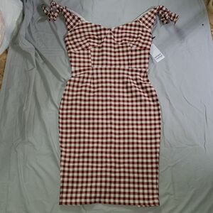 Unique Vintage XL/14 Brown And White Plaid Dress with Matching Belt!